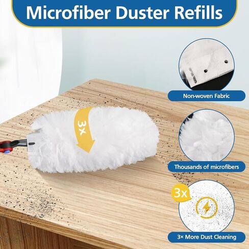 30 Pack Duster Refills Compatible with O-Cedar Flex & Catch Duster, 360° Heavy Duty Disposable Duster Refills Replacement, 3X More Dust Cleaning Than Feather Dusters in Kuwait