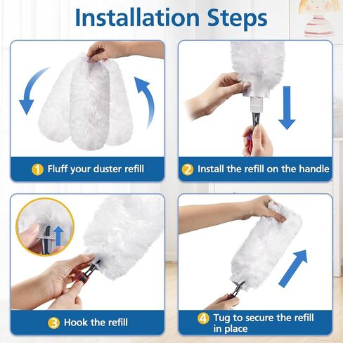 30 Pack Duster Refills Compatible with O-Cedar Flex & Catch Duster, 360° Heavy Duty Disposable Duster Refills Replacement, 3X More Dust Cleaning Than Feather Dusters in Kuwait