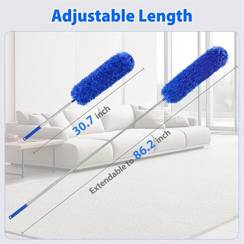 Duster with 80" Extension Pole for Cleaning, Bendable Duster Microfiber Head,Washable Cleaning Duster for Cobweb Cleaning,High Ceilings,Fan,Home,Furniture,Car in Kuwait