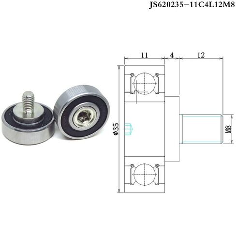 1 Piece Outer Diameter 35mm 6202RS Bearing Bolt Roller with M8 Thread JS620235-11C4L12M8 15x35x11 Door and Window Metal Guide Wheel Pulley in Saudi Arabia