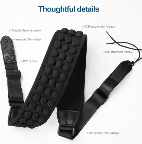 حزام جيتار وباس مبطن بالهواء طويل للغاية للموسيقيين طوال القامة (53 بوصة إلى 61 بوصة) - دعم كتف مبطن عريض جدًا لتوفير أقصى درجات الراحة in Kuwait