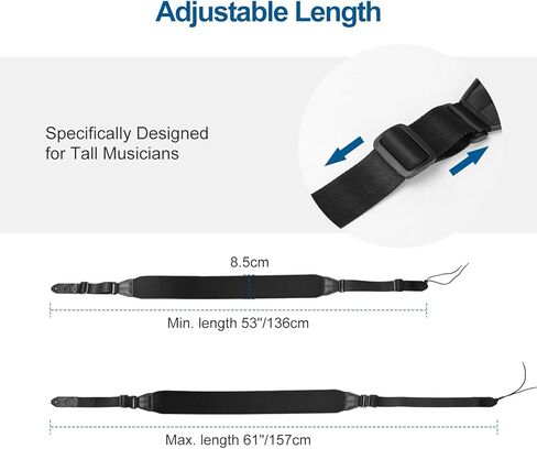 حزام جيتار وباس مبطن بالهواء طويل للغاية للموسيقيين طوال القامة (53 بوصة إلى 61 بوصة) - دعم كتف مبطن عريض جدًا لتوفير أقصى درجات الراحة in Kuwait