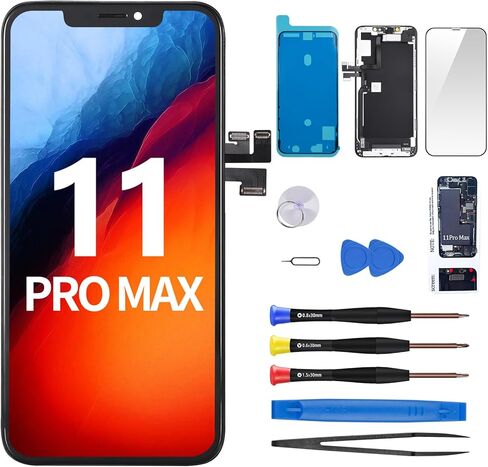 for iPhone 11 Pro Max Screen Replacement with Ear Speaker Proximity Sensor 6.5" Kit 11promax LCD Display Digitizer 3D Touch Full Assembly Earpiece Repair Front Glass Fix Tool A2161 A2220 A2218 in Kuwait