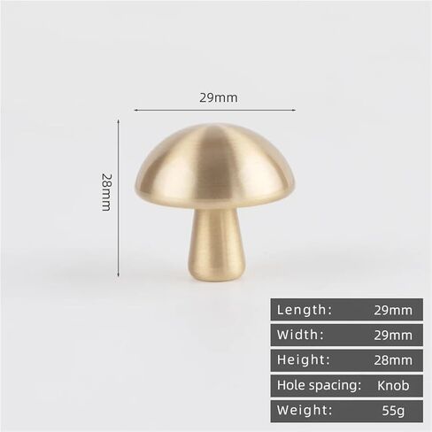 Solid Brass Mushroom Head Gold Pull Handle Kitchen Cabinet Drawer Bright Chrome 1Pcs(Brushed Brass) in Saudi Arabia
