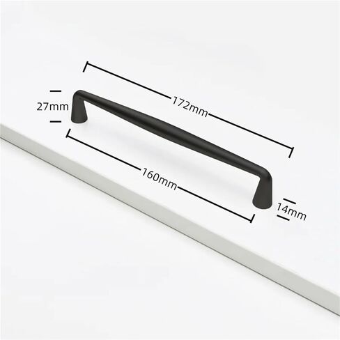 الصلبة سبائك الزنك مقابض للخزانة زخرفة الأثاث درج المطبخ خزانة باب التأثيرات 1 قطعة (Black-C160mm) in Kuwait