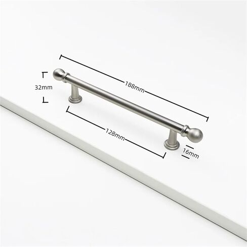 مقبض أثاث فضي لخزائن المطبخ ذات الأدراج ومقابض الأجهزة المنزلية قطعة واحدة (010-Silver-C128mm) in Kuwait