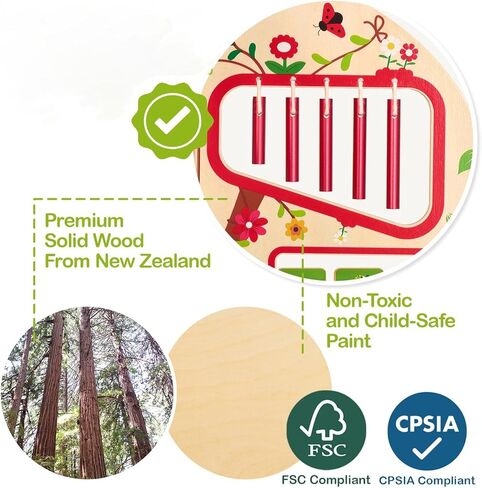 Monläurd® Montessori Wooden Tree Activity Center ، طاولة حسية ولوحة مشغولة للأطفال الصغار 1-3 ، مكعب نشاط التعلم 4 موسوم للمسلسل والرعاية النهارية in Kuwait