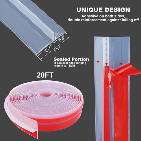 1.38 in x 20 Ft T-Shaped Silicone Weather Stripping Seal, Door Seal Tape for Doors and Windows,Weather Stripping Seal Strip Shower Sweep in Kuwait