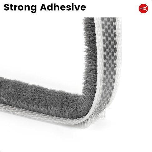 Weather Stripping for Doors and Windows, Brush Seal Strip, Strong Adhesive, Weatherproof, Dustproof, Soundproof, Noise and Wind Blocker, Gap Filler, Window Insert, Grey, 0.35 in x 0.20 in x 16.5 FT in Saudi Arabia