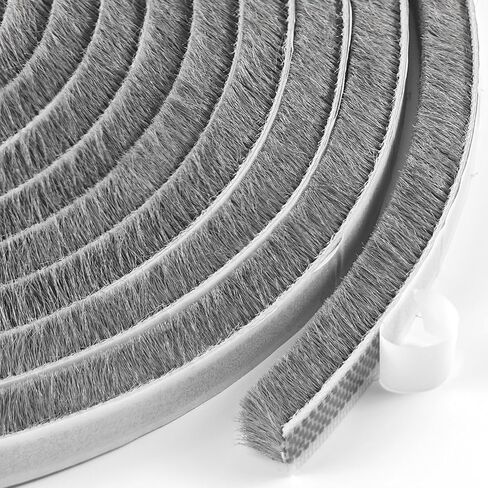 Weather Stripping for Doors and Windows, Brush Seal Strip, Strong Adhesive, Weatherproof, Dustproof, Soundproof, Noise and Wind Blocker, Gap Filler, Window Insert, Grey, 0.35 in x 0.20 in x 16.5 FT in Saudi Arabia