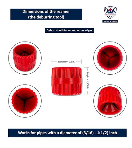 [حزمة من 4 قطع] قاطع أنابيب نحاسية، مخرطة، منظف أنابيب نحاسية، أداة إزالة حواف الأنبوب، فرشاة تنظيف للتركيبات والأنابيب مقاس 1/2 بوصة و3/4 بوصة in Kuwait