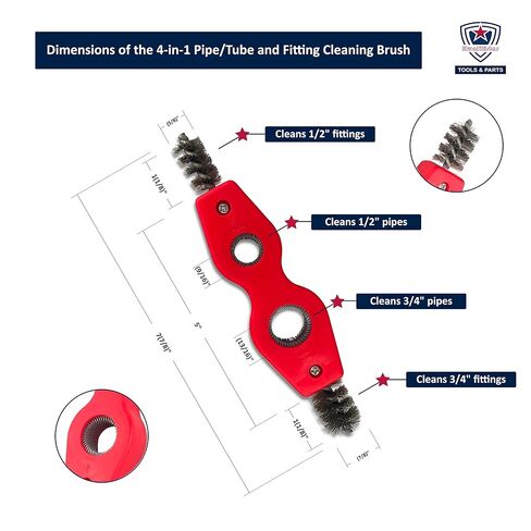 [حزمة من 4 قطع] قاطع أنابيب نحاسية، مخرطة، منظف أنابيب نحاسية، أداة إزالة حواف الأنبوب، فرشاة تنظيف للتركيبات والأنابيب مقاس 1/2 بوصة و3/4 بوصة in Kuwait