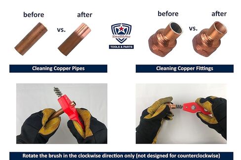 [حزمة من 4 قطع] قاطع أنابيب نحاسية، مخرطة، منظف أنابيب نحاسية، أداة إزالة حواف الأنبوب، فرشاة تنظيف للتركيبات والأنابيب مقاس 1/2 بوصة و3/4 بوصة in Kuwait