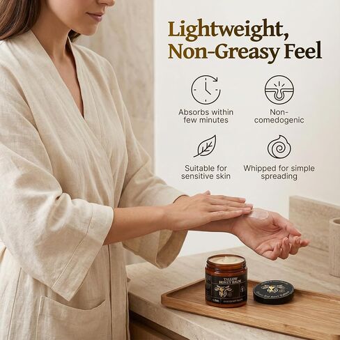 بلسم عسل لحم البقر الذي يتغذى على العشب للوجه مع شمع العسل - غني بالفيتامينات A وD وE وK وتغذية وجهك وجسمك - 4.2 أونصة (معطرة) in Kuwait