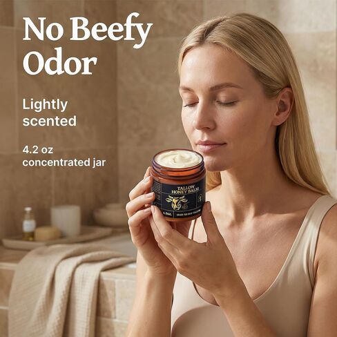 بلسم عسل لحم البقر الذي يتغذى على العشب للوجه مع شمع العسل - غني بالفيتامينات A وD وE وK وتغذية وجهك وجسمك - 4.2 أونصة (معطرة) in Kuwait