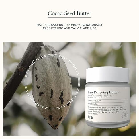 Birth's Baby Eczema Butter | Steroid-Free | Natural Cocoa Seed Butter with Colloidal Oatmeal | Itchy & Irritated Skin | Non-Greasy Formula to Soothe Rashes & Dryness | Sensitive Skin | 4oz 113 ml in Kuwait
