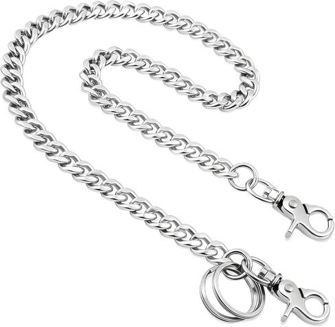 سلسلة محفظة للرجال نساء ， 23 بوصة من السلسلة الرئيسية للخدمة الشاقة مع 2 مفاتيح للمفاتيح ، والسراويل ، الجينز والحزام -silver in Kuwait