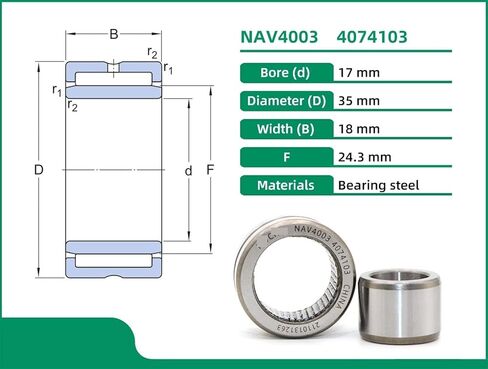 1PCS NAV4003 4074103 17x35x18 Full Complement Needle Roller Bearing with Inner Ring in Kuwait