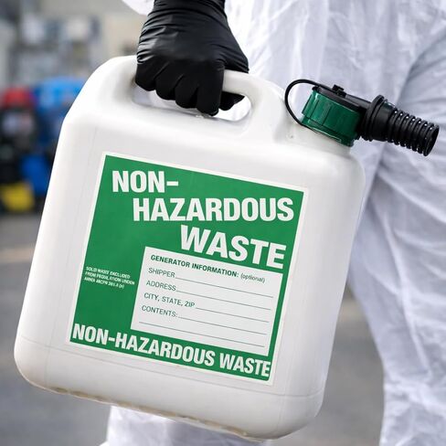 ملصقات نفايات غير خطرة، مقاس 6 × 6 بوصات، أخضر/أبيض، فينيل ذاتي اللصق، عبوة من 25 قطعة in Kuwait