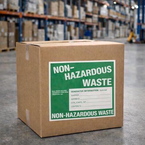 ملصقات نفايات غير خطرة، مقاس 6 × 6 بوصات، أخضر/أبيض، فينيل ذاتي اللصق، عبوة من 25 قطعة in Kuwait