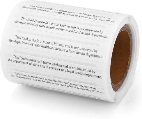 500 Count Cottage Food Law Labels Stickers, 5x0.65cm/1.97x0.26in Thermal Printed Paper Made in A Home Kitchen Inspection Statement Self-Adhesive Ingredient Baking Labels for Homemade Food Packaging in Kuwait