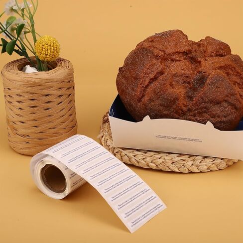 500 Count Cottage Food Law Labels Stickers, 5x0.65cm/1.97x0.26in Thermal Printed Paper Made in A Home Kitchen Inspection Statement Self-Adhesive Ingredient Baking Labels for Homemade Food Packaging in Kuwait