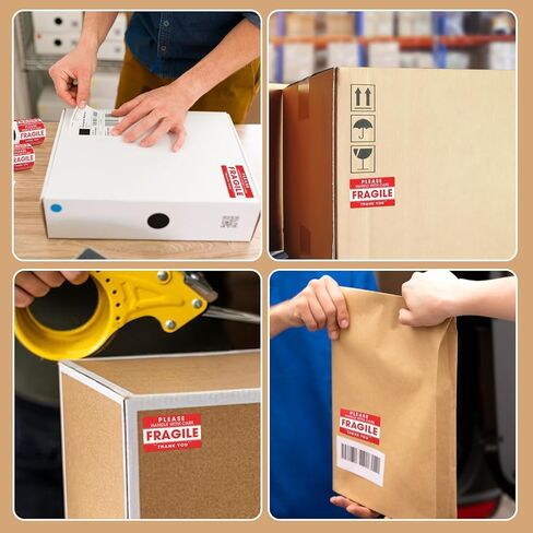StickerJet Fragile Handle with Care Stickers Roll – (500 Labels, 2"x3") Bright Shipping and Packaging Labels with Strong Adhesive – Made in USA in Kuwait