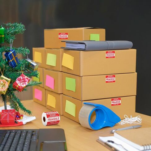 StickerJet Fragile Handle with Care Stickers Roll – (500 Labels, 2"x3") Bright Shipping and Packaging Labels with Strong Adhesive – Made in USA in Kuwait