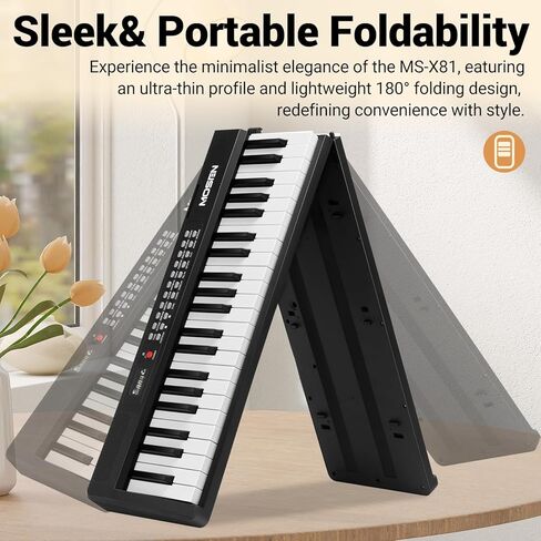 بيانو كهربائي محمول من MOSEN 88 مفتاحًا، لوحة مفاتيح بيانو كاملة الحجم حساسة شبه مرجحة، حزمة مع ميكروفون، شاشة LCD، USB MIDI، مسند موسيقى، ملصق، للسفر المنزلي للمبتدئين in Kuwait