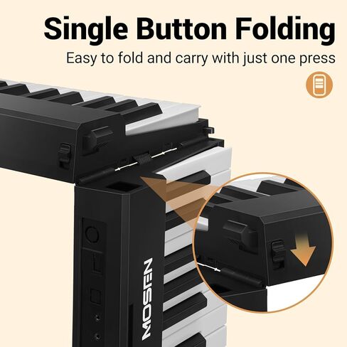 بيانو كهربائي محمول من MOSEN 88 مفتاحًا، لوحة مفاتيح بيانو كاملة الحجم حساسة شبه مرجحة، حزمة مع ميكروفون، شاشة LCD، USB MIDI، مسند موسيقى، ملصق، للسفر المنزلي للمبتدئين in Kuwait