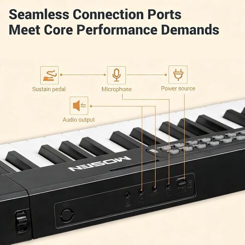 بيانو كهربائي محمول من MOSEN 88 مفتاحًا، لوحة مفاتيح بيانو كاملة الحجم حساسة شبه مرجحة، حزمة مع ميكروفون، شاشة LCD، USB MIDI، مسند موسيقى، ملصق، للسفر المنزلي للمبتدئين in Kuwait