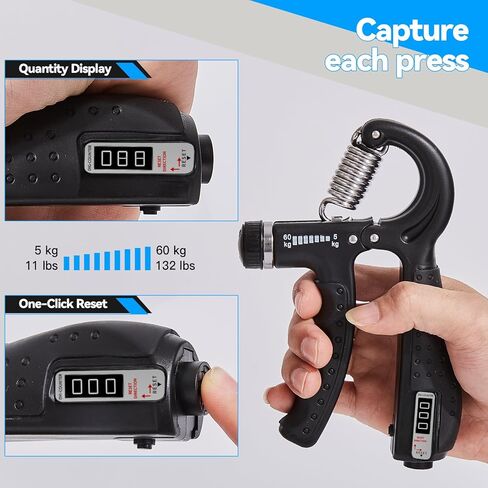 طقم تدريب قوة القبضة مكون من 7 قطع، مقابض مقاومة للساعد قابلة للتعديل، ممددات الأصابع، حلقة قبضة، كرة ضغط اليد، تمارين الأصابع، دليل المستخدم، مناسبة لتدريب اليد، مناسبة للجميع in Kuwait