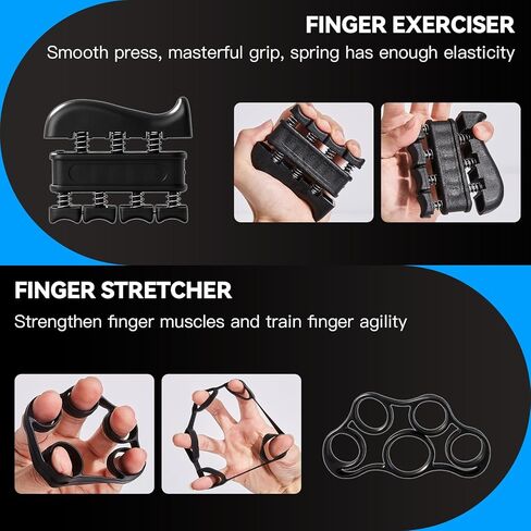طقم تدريب قوة القبضة مكون من 7 قطع، مقابض مقاومة للساعد قابلة للتعديل، ممددات الأصابع، حلقة قبضة، كرة ضغط اليد، تمارين الأصابع، دليل المستخدم، مناسبة لتدريب اليد، مناسبة للجميع in Kuwait