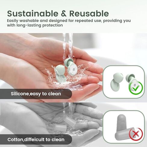 سدادات أذن ناعمة للنوم مريحة ومناسبة للدراسة والحفلات الموسيقية والسفر وسدادات أذن من السيليكون قابلة لإعادة الاستخدام وخاصية إلغاء الضوضاء - 30 ديسيبل in Kuwait