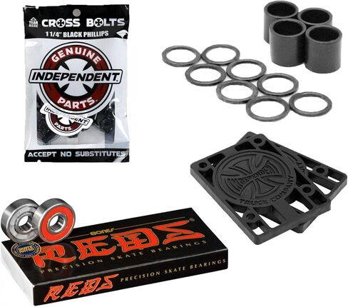 INDEPENDENT Bones Reds Skateboard Bearings with 1/4" Risers and 1.25" Phillips Mounting Hardware in Saudi Arabia