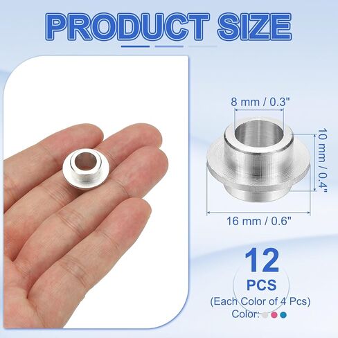 Inline Skate Bearing Bushing Spacers, Skate Axles Shaft Spacers Roller Bushing Gasket Wheel Center Bearing Fitting for (Skating/Skateboard) 8mm & 12 Pcs & Aluminum & 3 Colors-Set 2 in Saudi Arabia