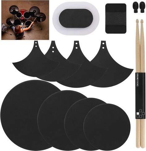 12-Piece Drum Mute Pads Set - Foam Drum Silencer Pads for 10 12 14 16 Inch Drums with Cymbal Mufflers and Hi-Hat Pad - Noise Reducing Practice Pads for Acoustic & Electric Drum Kits in Kuwait