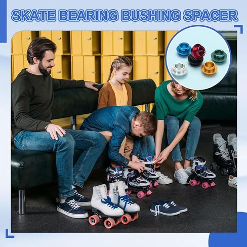Inline Skate Bearing Bushing Spacers, Skate Axles Shaft Spacers Roller Bushing Gasket Wheel Center Bearing Fitting for (Skating/Skateboard) 8mm & 12 Pcs & Aluminum & 3 Colors-Set 2 in Saudi Arabia