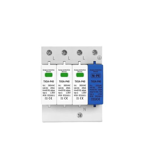 جهاز مانع الصواعق AC SPD 3P+NPE 40KA 50KA T1 T2 385V 275V 255V جهاز حماية من ارتفاع التيار الكهربائي للمنزل (اللون: 275 فولت، الحجم: 3P NPE) in Kuwait