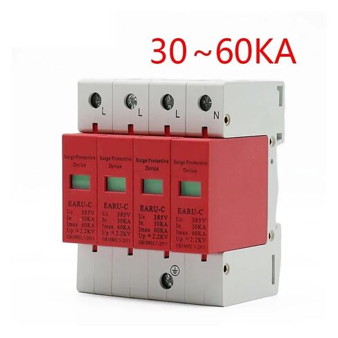 جهاز صواعق التيار المتناوب SPD 3P + N 4P 30KA ~ 60KA AC385V جهاز حماية من الصواعق المنزلية جهاز صواعق منخفض الجهد in Kuwait