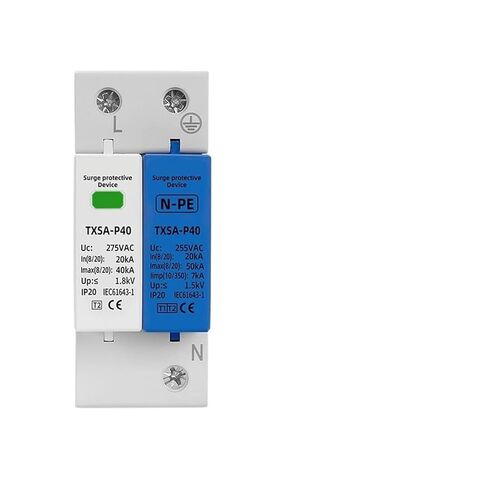 جهاز إيقاف التيار المتردد SPD Din Rail 1P+NPE 3P+NPE 50KA T1 T2 385V 275V 255V جهاز حماية من ارتفاع التيار الكهربائي لجهاز حماية الجهد المنخفض مانع الصواعق (اللون: 385 فولت، الحجم: 1P NPE) in Kuwait