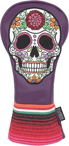 SHABIER Green Golf Hybrid Headcover with Rose Embroidery Sugar Skull Design for Golf Club in Saudi Arabia
