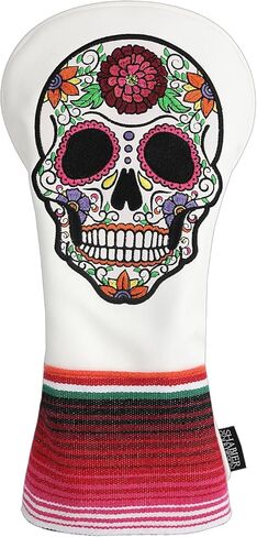 SHABIER Green Golf Hybrid Headcover with Rose Embroidery Sugar Skull Design for Golf Club in Saudi Arabia