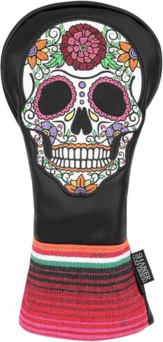 SHABIER Green Golf Hybrid Headcover with Rose Embroidery Sugar Skull Design for Golf Club in Saudi Arabia
