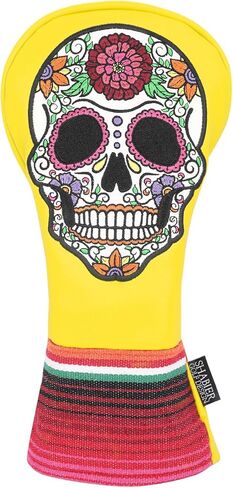 SHABIER Green Golf Hybrid Headcover with Rose Embroidery Sugar Skull Design for Golf Club in Saudi Arabia
