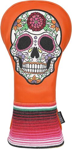SHABIER Green Golf Hybrid Headcover with Rose Embroidery Sugar Skull Design for Golf Club in Saudi Arabia