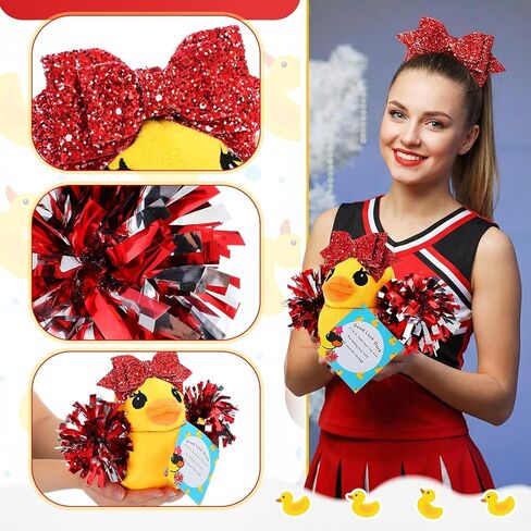 Lenwen Cheer Duck Plush with Pom Poms Bow 8 Inch Duck Stuffed Animals Plush Cheerleader Team Support Gift for Friend Cheer in Saudi Arabia