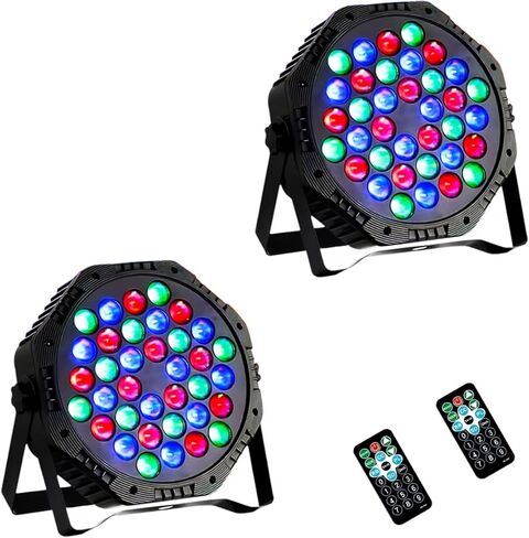 36LED Par Light، 9-Mode RGB DJ Stage Lights مع جهاز التحكم عن بعد، أضواء ستروب لتنشيط الصوت، مصابيح علوية داخلية لموسيقى عيد الميلاد والمراقص والرقص وحفلات الزفاف (عبوتان) in Kuwait