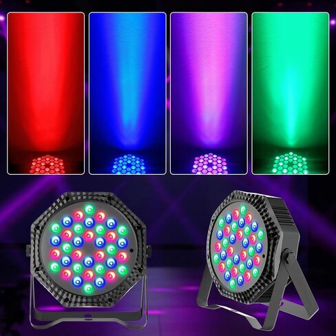 36LED Par Light، 9-Mode RGB DJ Stage Lights مع جهاز التحكم عن بعد، أضواء ستروب لتنشيط الصوت، مصابيح علوية داخلية لموسيقى عيد الميلاد والمراقص والرقص وحفلات الزفاف (عبوتان) in Kuwait