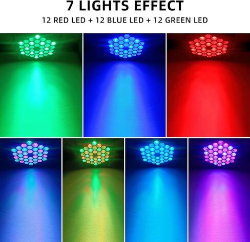 36LED Par Light، 9-Mode RGB DJ Stage Lights مع جهاز التحكم عن بعد، أضواء ستروب لتنشيط الصوت، مصابيح علوية داخلية لموسيقى عيد الميلاد والمراقص والرقص وحفلات الزفاف (عبوتان) in Kuwait